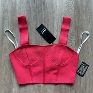 HERVÉ By HERVE LEGER Bandage Crop Tank Top Coral Red XS NEW